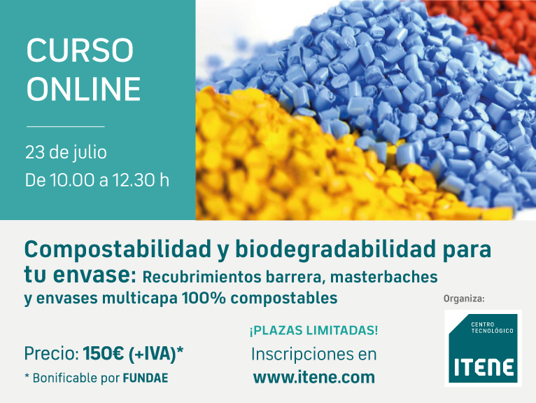 Curso Online – Compostabilidad y biodegradabilidad para tu envase: Recubrimientos barrera, masterbaches y envases multicapa 100% compostables Del 23 julio, 2021 al 23 julio, 2021